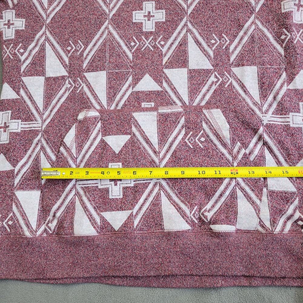 ON THE BYAS Hoodie Mens XL Red Aztec Pattern Skater Punk Beach Chill Cotton - Picture 9 of 16